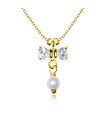Bow and Pearl Silver Necklace SPE-96