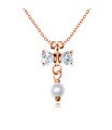 Necklace Silver CZ Bow&Pearl SPE-96