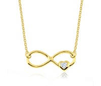 Gold Plated Infinity with Heart Shaped Necklace SPE-965-GP 