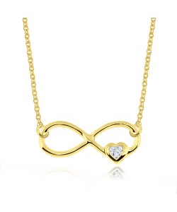 Gold Plated Infinity with Heart Shaped Necklace SPE-965-GP 