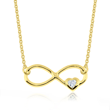 Gold Plated Infinity with Heart Shaped Necklace SPE-965-GP 