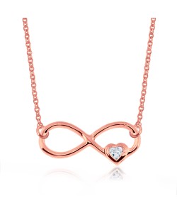 Rose Gold Plated Infinity with Heart Shaped Necklace SPE-965-RO-GP 