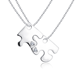 Necklace Silver Jigsaw Shape VAL-02