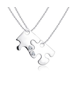 Necklace Silver Jigsaw Shape VAL-02