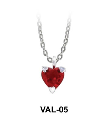  Necklace Silver Pretty Heart VAL-05