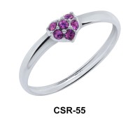 Silver Jewelry Ring Glitter Heart CSR-55