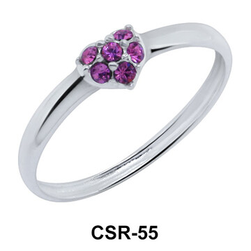 Silver Jewelry Ring Glitter Heart CSR-55