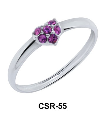 Silver Jewelry Ring Glitter Heart CSR-55