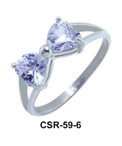 Silver Ring CZ Bow 6mm CSR-59-6