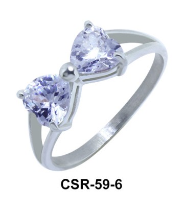 Silver Ring CZ Bow 6mm CSR-59-6