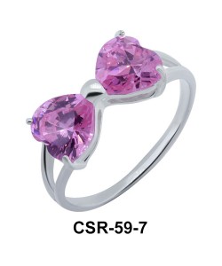 Silver Ring CZ Bow 7mm CSR-59-7