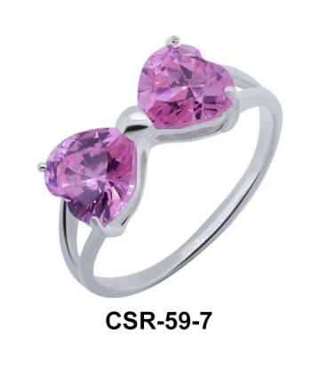 Silver Ring CZ Bow 7mm CSR-59-7