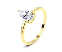 Gold Plated CZ Silver Ring NSR-2807-GP