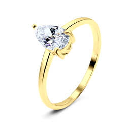 Gold Plated CZ Silver Ring NSR-2807-GP