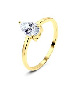 Gold Plated CZ Silver Ring NSR-2807-GP