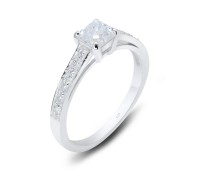 Square CZ Band Silver Ring NSR-2896 