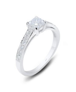 Square CZ Band Silver Ring NSR-2896 