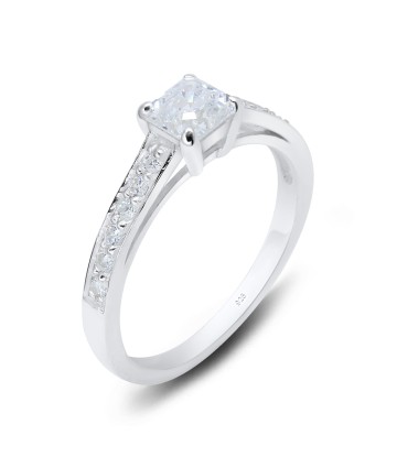 Square CZ Band Silver Ring NSR-2896 