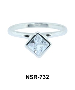 Silver Ring CZ Diamond Shaped NSR-732