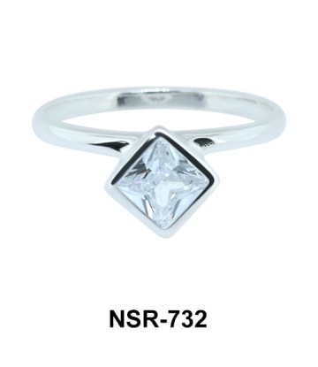 Silver Ring CZ Diamond Shaped NSR-732