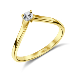 3mm CZ Gold Plated Silver Ring NSR-878-GP