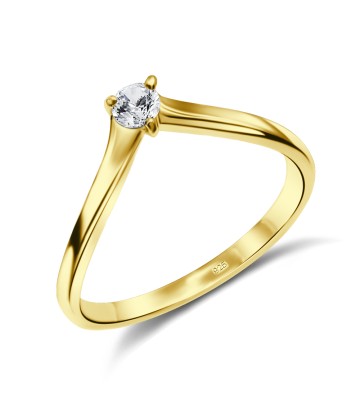 3mm CZ Gold Plated Silver Ring NSR-878-GP