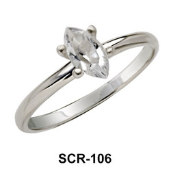 Oval CZ Silver Ring SCR-106