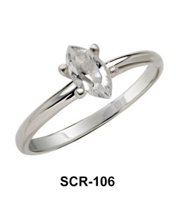 Oval CZ Silver Ring SCR-106