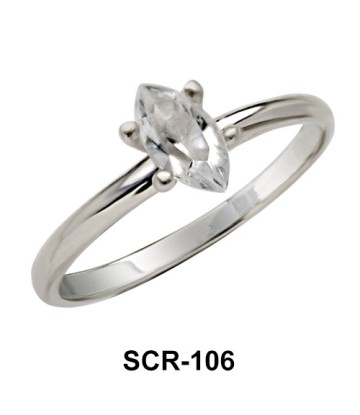 Oval CZ Silver Ring SCR-106