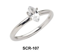 Little Oval CZ Silver Ring SCR-107