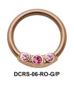 Triple Stones Nipple Piercing Closure Ring DCRS-06