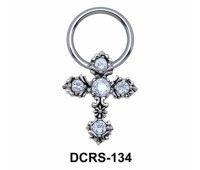 Multistone Cross Nipple Piercing Closure Ring DCRS-134