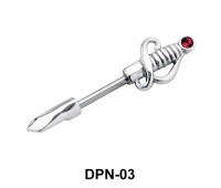 Sword Double Nipple Piercing with Stone DPN-03