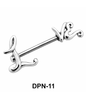 LOVE Script Double Nipple Piercing DPN-11