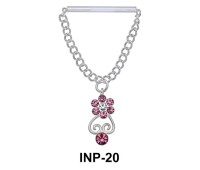 Stone Set Flower Dangling Nipple Piercing INP-20