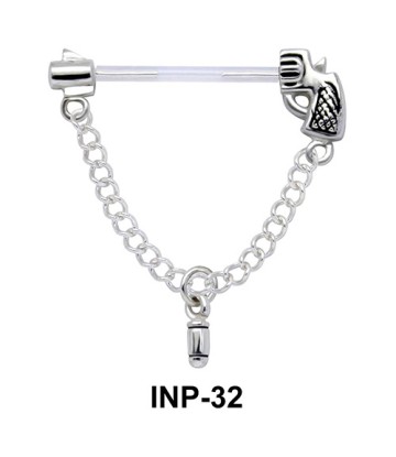 Gun with Dangling Bullet Invisible Nipple Piercing INP-32