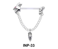 Rabbit and Carrot Invisible Nipple Piercing INP-33