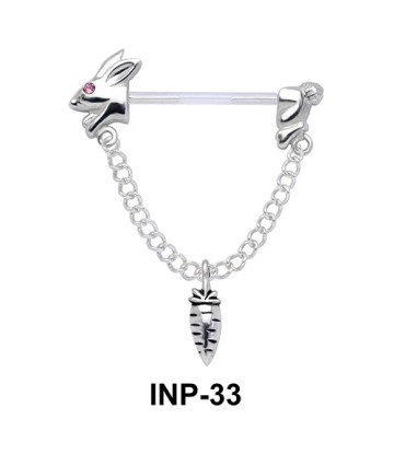 Rabbit and Carrot Invisible Nipple Piercing INP-33