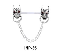 Dual Dragon Head Invisible Nipple Piercing INP-35