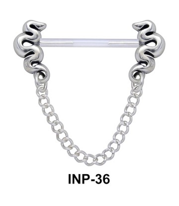 Hanging Chain with Snakes Nipple Piercing INP-36