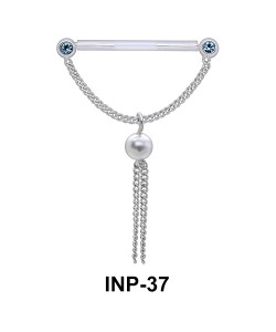 Dangling Pearl n Chain Nipple Piercing INP-37
