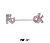 Stone Studded FUCK Invisible Nipple Piercing INP-51