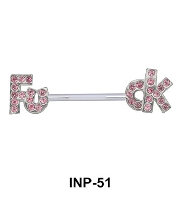 Stone Studded FUCK Invisible Nipple Piercing INP-51