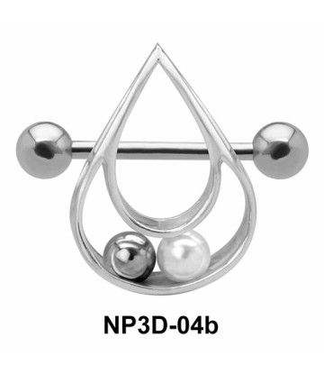 Pearly Drop Nipple Piercing NP3D-04b