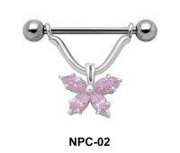 Butterfly Stone Nipple Piercing NPC-02