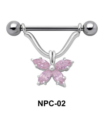 Butterfly Stone Nipple Piercing NPC-02