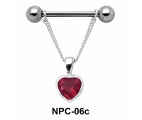 Stone Heart Shaped Nipple Piercing NPC-06c