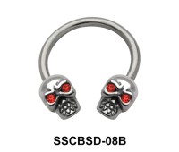 Head Skull Nipple Circular Barbell SSCBSD-08B