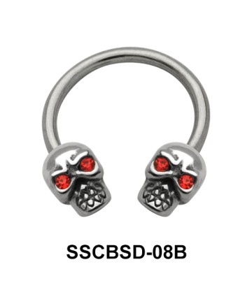 Head Skull Nipple Circular Barbell SSCBSD-08B
