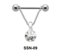 Suspended Stone Nipple Piercing with Chain SSN-09